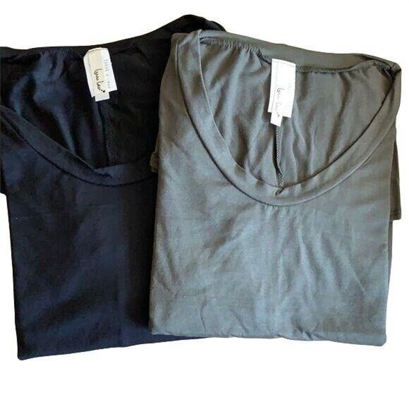 Isaac Liev Womens Swing Top T Shirt Relaxed Fit Flowing Stretchy Gray Medium - Picture 4 of 6